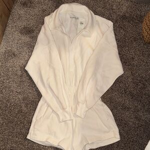 Abercrombie & Fitch White Quarter-Zip Pullover